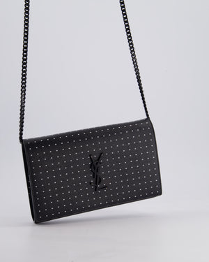 *LIMITED EDITION* Saint Laurent Black Kate Monogram Grain De Poudre Polka Dot Bag with Black Hardware