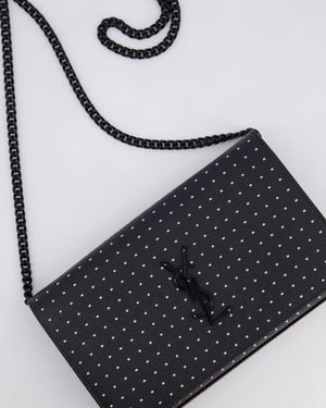 *LIMITED EDITION* Saint Laurent Black Kate Monogram Grain De Poudre Polka Dot Bag with Black Hardware
