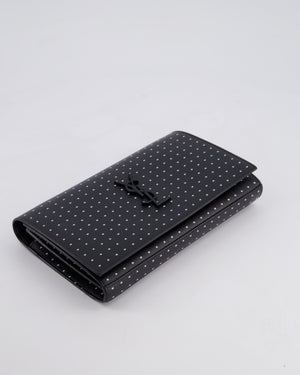 *LIMITED EDITION* Saint Laurent Black Kate Monogram Grain De Poudre Polka Dot Bag with Black Hardware