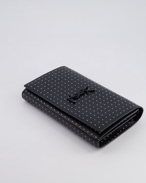 *LIMITED EDITION* Saint Laurent Black Kate Monogram Grain De Poudre Polka Dot Bag with Black Hardware