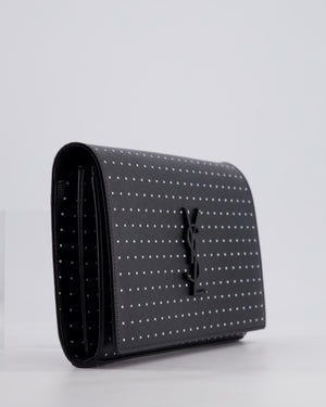 *LIMITED EDITION* Saint Laurent Black Kate Monogram Grain De Poudre Polka Dot Bag with Black Hardware
