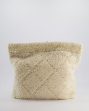 Chanel 24/K Beige Large 22 Shearling Bag with Champagne Gold Hardware