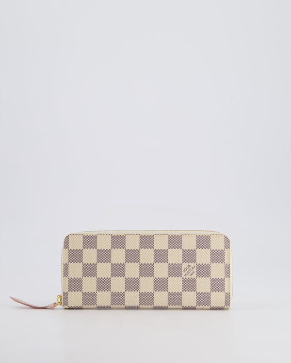 Louis Vuitton Clemence Wallet in Damier Azur Monogram Coated Canvas with Gold Hardware