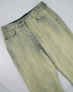 Gucci Acid Wash Blue Denim Straight Leg Jeans with GG Monogram Embroidery Size W 28 (UK 10)