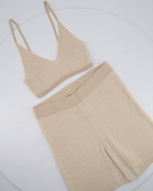 Jacquemus Beige Rib Knit Mini Shorts and Crop Top Set Size Small