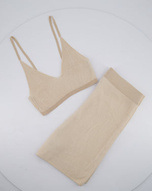 Jacquemus Beige Rib Knit Mini Shorts and Crop Top Set Size Small