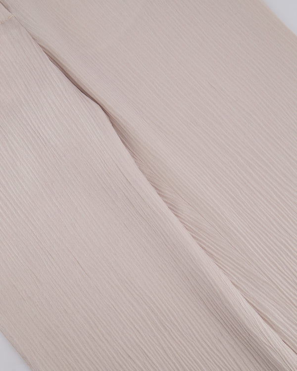 Off-White Light Pink Ribbed Satin  Formal Straight Leg Trousers IT 38 (UK 6)