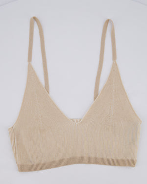 Jacquemus Beige Rib Knit Mini Shorts and Crop Top Set Size Small