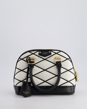 Louis Vuitton White and Black Quilted Leather Alma BB Bag with Gold Hardware