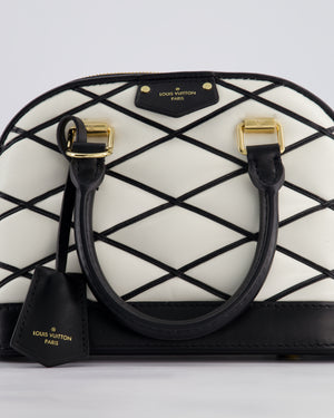 Louis Vuitton White and Black Quilted Leather Alma BB Bag with Gold Hardware