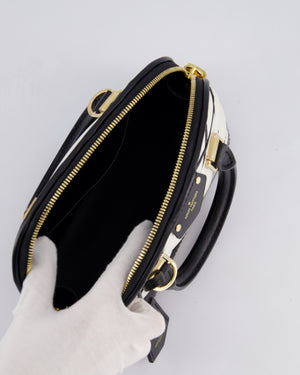 Louis Vuitton White and Black Quilted Leather Alma BB Bag with Gold Hardware