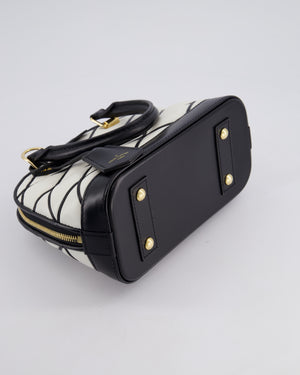 Louis Vuitton White and Black Quilted Leather Alma BB Bag with Gold Hardware