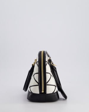 Louis Vuitton White and Black Quilted Leather Alma BB Bag with Gold Hardware