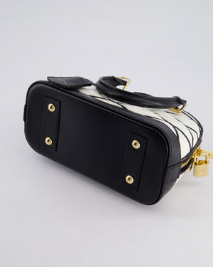 Louis Vuitton White and Black Quilted Leather Alma BB Bag with Gold Hardware