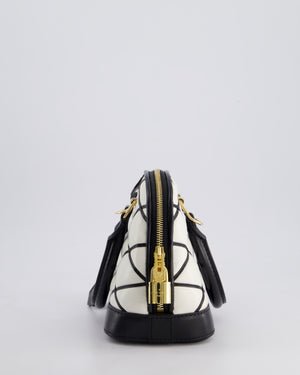 Louis Vuitton White and Black Quilted Leather Alma BB Bag with Gold Hardware