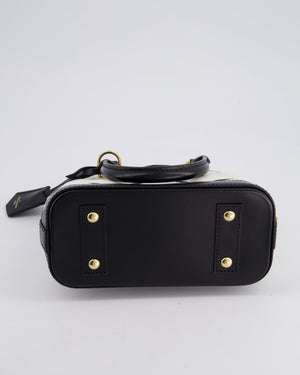 Louis Vuitton White and Black Quilted Leather Alma BB Bag with Gold Hardware