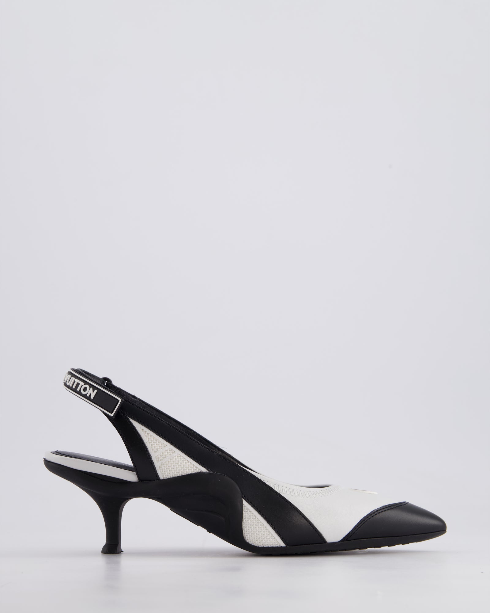 Louis Vuitton Black and White Archlight Slingback Heels With Logo