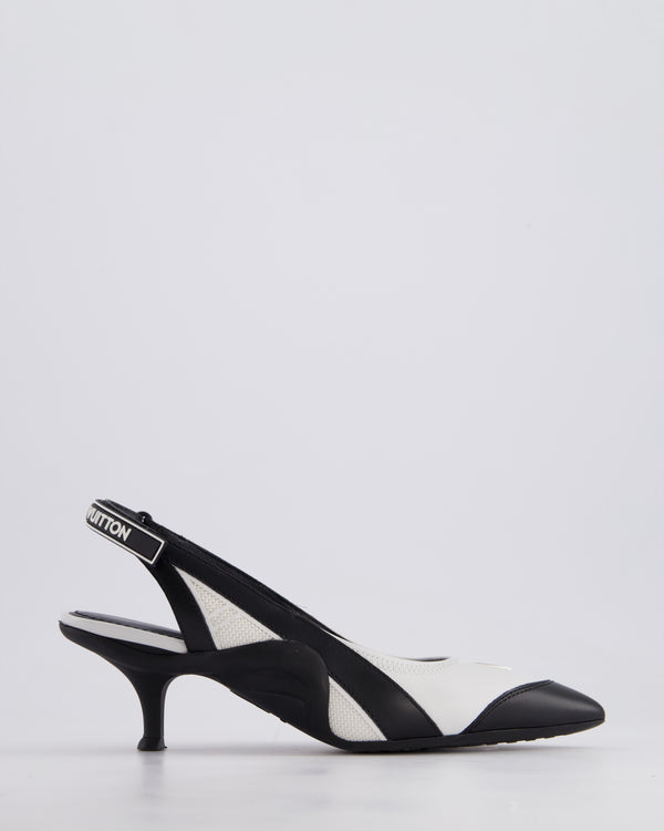 Louis Vuitton Black and White Archlight Slingback Heels With Logo Details Size EU 37