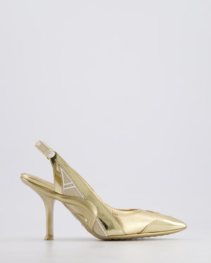 Louis Vuitton Metallic Gold Archlight Slingback Heels With Logo Details Size EU 37