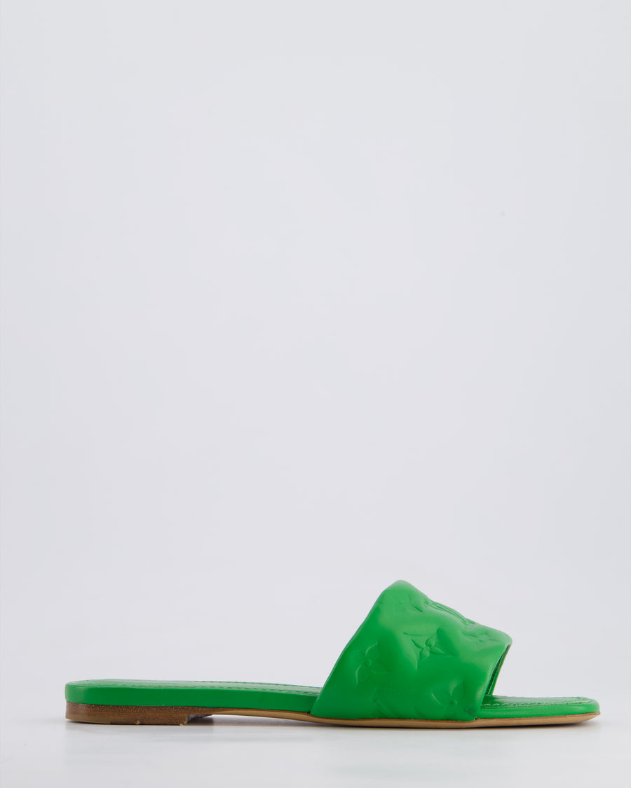 Louis Vuitton Green Embossed Monogram Leather Mule Flat Sandals Size EU 37