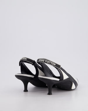 Louis Vuitton Black and White Archlight Slingback Heels With Logo Details Size EU 37