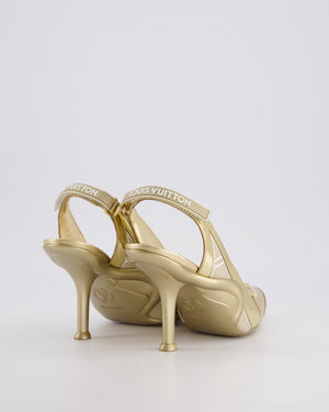 Louis Vuitton Metallic Gold Archlight Slingback Heels With Logo Details Size EU 37