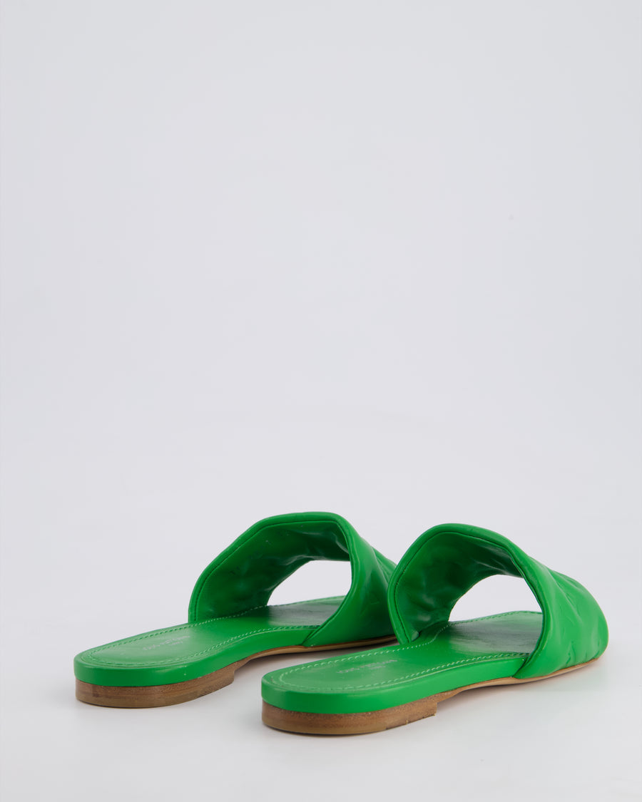 Louis Vuitton Green Embossed Monogram Leather Mule Flat Sandals Size EU 37