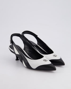 Louis Vuitton Black and White Archlight Slingback Heels With Logo Details Size EU 37