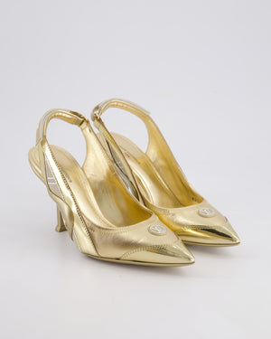 Louis Vuitton Metallic Gold Archlight Slingback Heels With Logo Details Size EU 37
