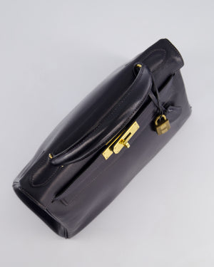 *FIRE PRICE* Hermès Vintage Kelly Retourne 28cm Bag in Navy Box Leather with Gold Hardware
