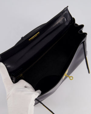 *FIRE PRICE* Hermès Vintage Kelly Retourne 28cm Bag in Navy Box Leather with Gold Hardware