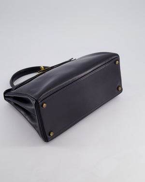 *FIRE PRICE* Hermès Vintage Kelly Retourne 28cm Bag in Navy Box Leather with Gold Hardware