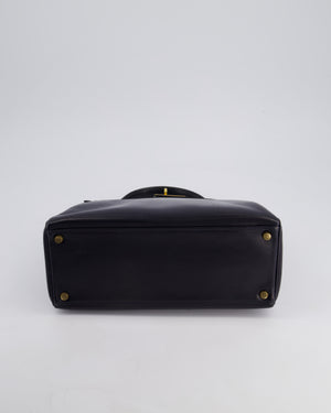 *FIRE PRICE* Hermès Vintage Kelly Retourne 28cm Bag in Navy Box Leather with Gold Hardware
