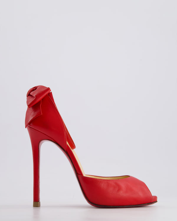 Christian Louboutin Red Open Toe Bow Detail High Heels Size EU 39