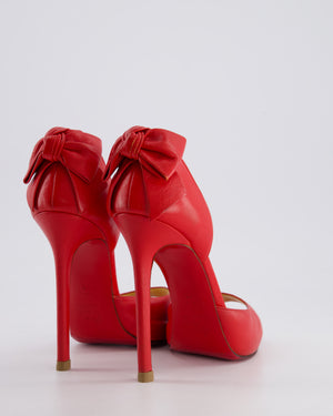 Christian Louboutin Red Open Toe Bow Detail High Heels Size EU 39