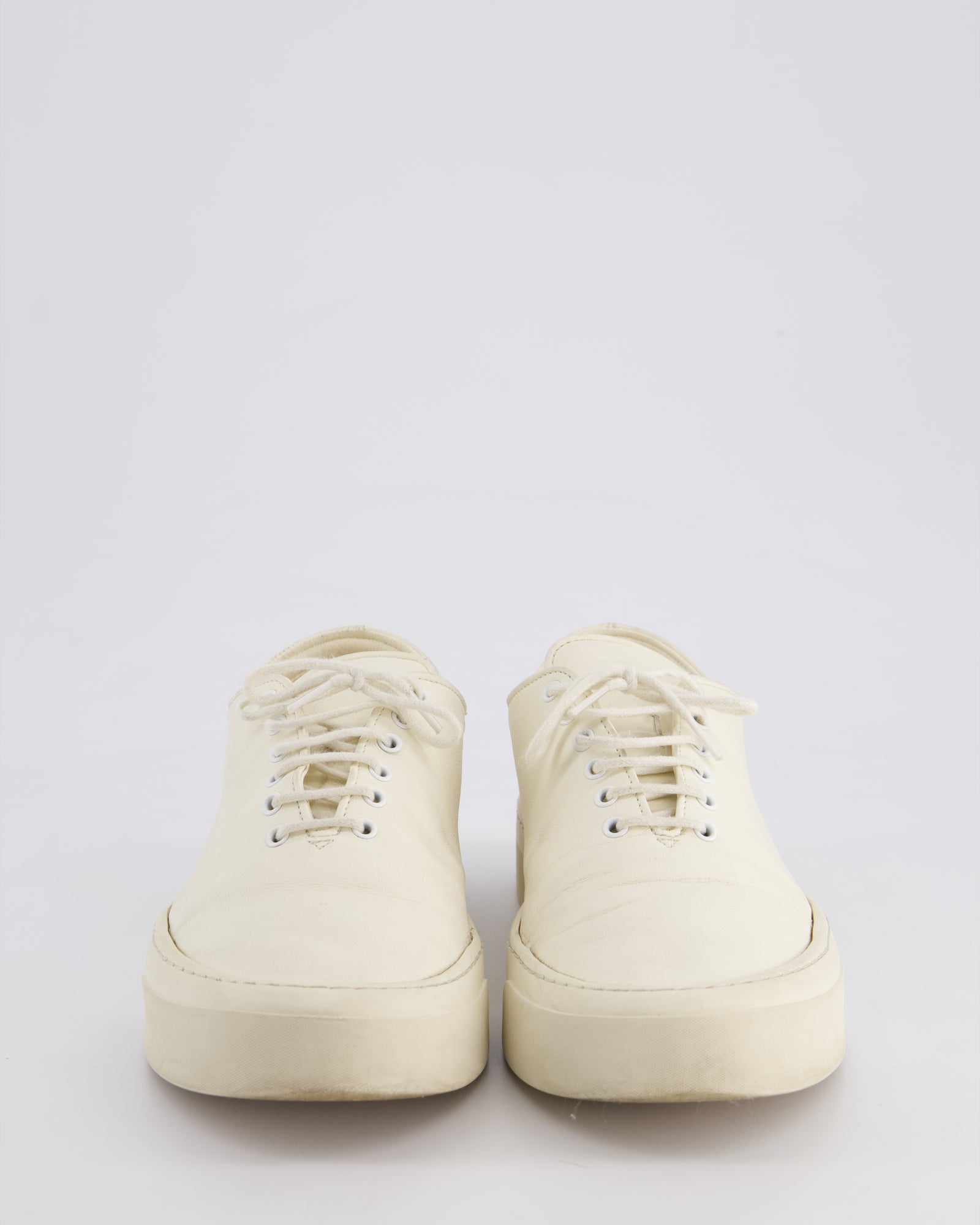 THE ROW レースアップスニーカー　MARIE H LACE UP THE ROW Marie H Lace-Up Leather Sneakers in Milk (Off-White) Size