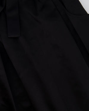 Chanel Black Satin Midi Skirt with CC Logo Detail Size FR 36 (UK 8)