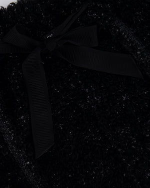 Chanel 16A Black Wool Textured Cape Jacket with Ribbon and CC Logo Detail Size FR 38/40 (UK 10/12)