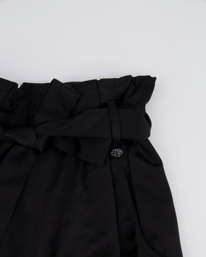 Chanel Black Satin Midi Skirt with CC Logo Detail Size FR 36 (UK 8)