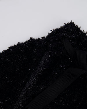 Chanel 16A Black Wool Textured Cape Jacket with Ribbon and CC Logo Detail Size FR 38/40 (UK 10/12)