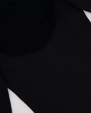 Hermès Black Ruffle Long Sleeve Top with Collar Detail Size FR 34 (UK 6)