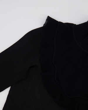 Hermès Black Ruffle Long Sleeve Top with Collar Detail Size FR 34 (UK 6)