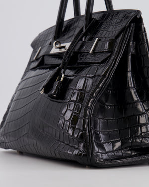 *RARE* Hermès Birkin Retourne 30cm Bag in Black Matte Niloticus Crocodile Leather with Palladium Hardware