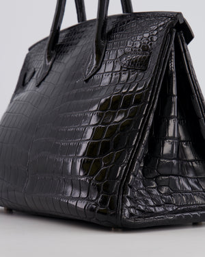 *RARE* Hermès Birkin Retourne 30cm Bag in Black Matte Niloticus Crocodile Leather with Palladium Hardware