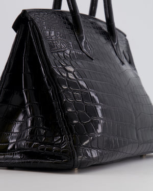 *RARE* Hermès Birkin Retourne 30cm Bag in Black Matte Niloticus Crocodile Leather with Palladium Hardware