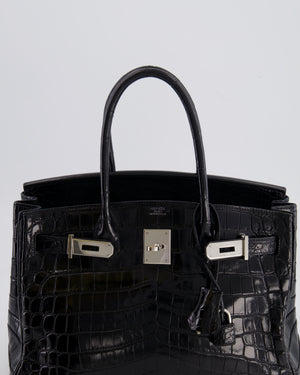*RARE* Hermès Birkin Retourne 30cm Bag in Black Matte Niloticus Crocodile Leather with Palladium Hardware