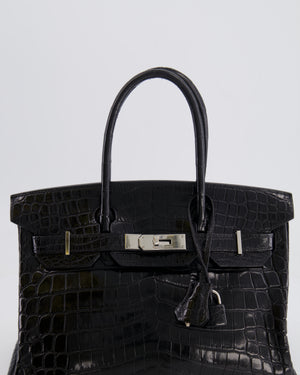 *RARE* Hermès Birkin Retourne 30cm Bag in Black Matte Niloticus Crocodile Leather with Palladium Hardware