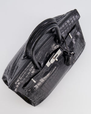 *RARE* Hermès Birkin Retourne 30cm Bag in Black Matte Niloticus Crocodile Leather with Palladium Hardware