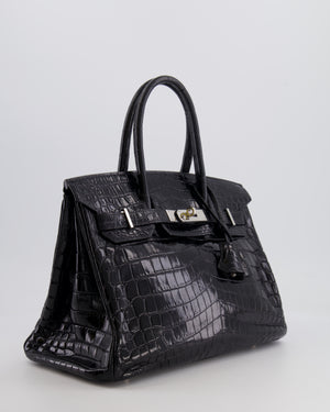 *RARE* Hermès Birkin Retourne 30cm Bag in Black Matte Niloticus Crocodile Leather with Palladium Hardware