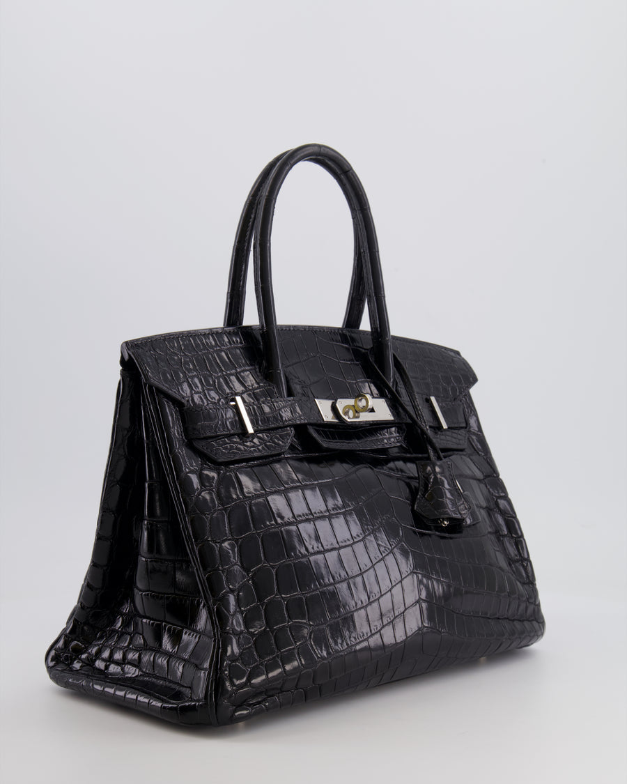 *RARE* Hermès Birkin Retourne 30cm Bag in Black Matte Niloticus Crocodile Leather with Palladium Hardware